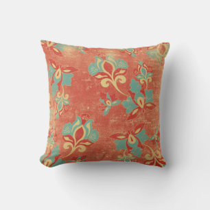 Oreillers à projectile Floral Art Nouveau Turquois