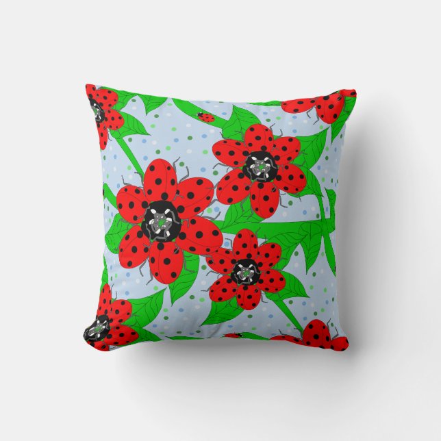 Oreillers à projeter des fleurs de coccinelle (Recto)