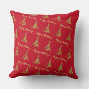 Oreillers décoratifs Sapins de Noël Or sur Fond Ro