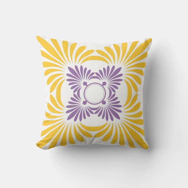Oreillers Floraux modernes : Jaune violet (Recto)