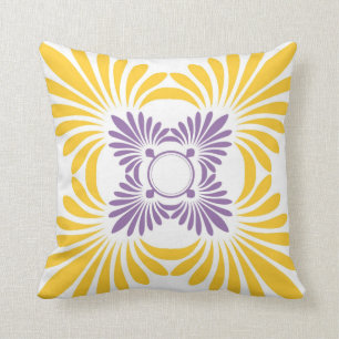 Oreillers Floraux modernes : Jaune violet