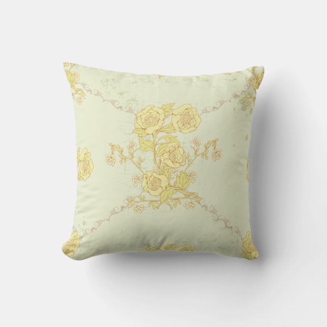Oreillers Jaune Antique Roses (Recto)