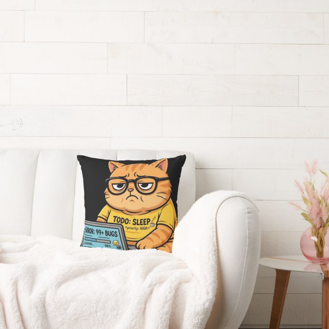Oreillers jetables de chat orange drôle programmeu (Canapé)