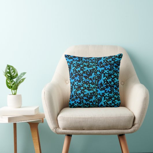 Oreillers papillons bleus (Chaise)