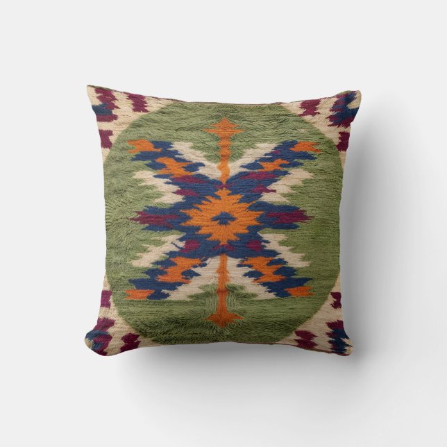 Oreillers verts Kilim Throw : Décor intemporel pou (Recto)