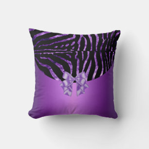 Oreillers Zèbre Noir Violet Rose Rayure Nœud