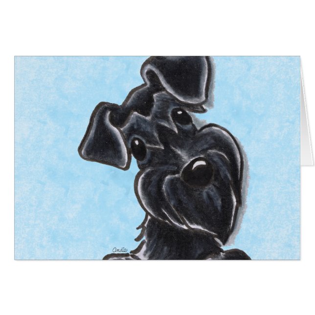 Oreilles naturelles Schnauzer noir personnalisées (Devant horizontal)