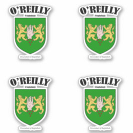 O'Reilly Crest Ierse vertaling & betekenis (x4) Sticker