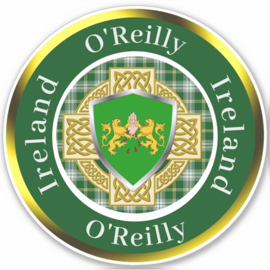 O'Reilly Irish Shield/Celtic Cross Personalized Sticker (Voorkant)