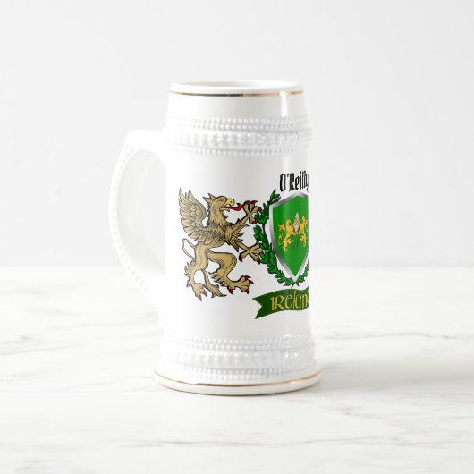 O'Reilly/Reilly Irish Shield Beer Stein Bierpul (Voorkant links)