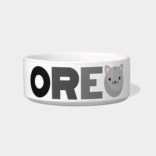 Oreo Gray of Ginger Cat Bowl Voerbakje (Voorkant)