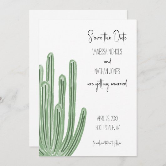 Organ Pipe Cactus Enregistrer La Date Invitation (Devant / Derrière)