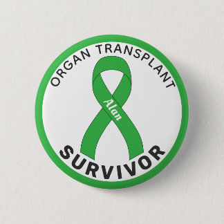 Organ Transplant Survivor Ribbon White Button