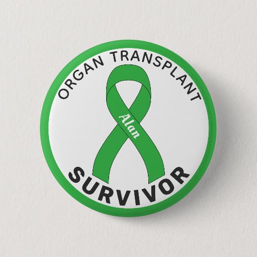 Organ Transplant Survivor Ribbon White Button (Voorkant)