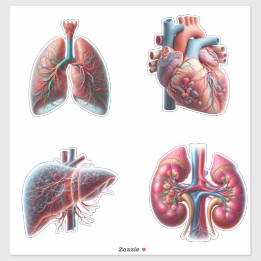 Organes humains 4 Stickers Pack (Feuille)