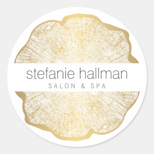 Organic Beauty Gold Tree Rings Ronde Sticker (Voorkant)