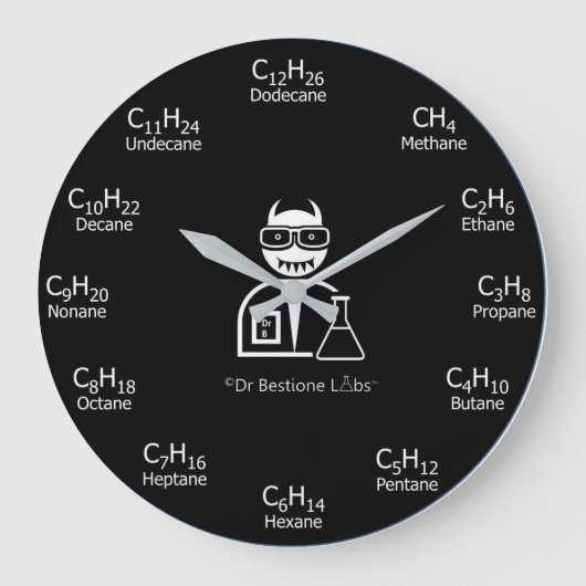 Organic Chemistry Clock - Black Grote Klok (Voorkant)