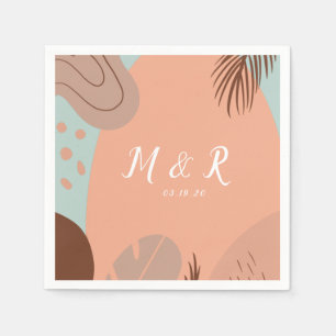 Organic Collage Monstera Wedding Logo Earth Tone Servet