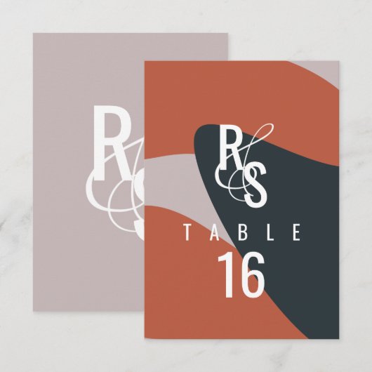 Organic Dark Terracotta Blue Blush Seating Wedding Kaart (Voorkant / Achterkant)