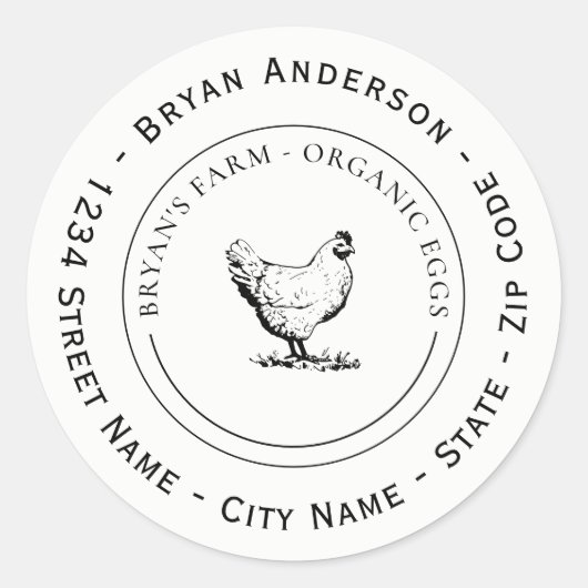 Organic Eggs Boerderij Return Address Label (Voorkant)