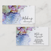*~* Organic Flow Waterverf Abstract Glitter Blauw Visitekaartje (Voorkant / Achterkant)