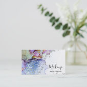 *~* Organic Flow Waterverf Abstract Glitter Blue Visitekaartje (Staand voorkant)