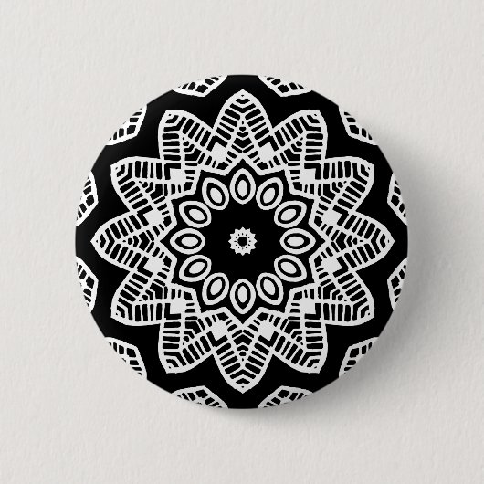 Organic Geometry 012 - White on Black Ronde Button 5,7 Cm (Voorkant)