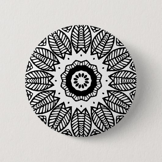 Organic Geometry 017 - Black on White Ronde Button 5,7 Cm (Voorkant)