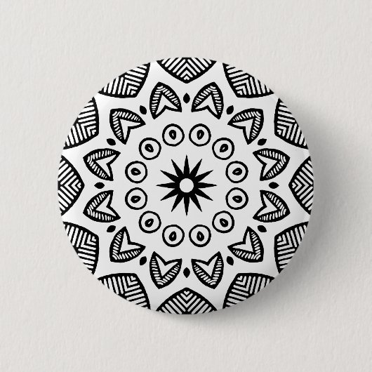 Organic Geometry 020 - Black on White Ronde Button 5,7 Cm (Voorkant)