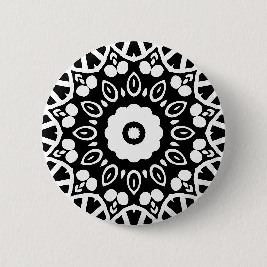 Organic Geometry 03 - White on Black Ronde Button 5,7 Cm (Voorkant)