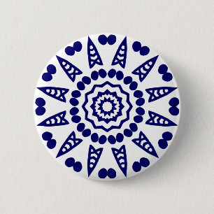 Organic Geometry 08 - Deep Navy on White Ronde Button 5,7 Cm