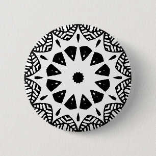 Organic Geometry 09 - Black on White Ronde Button 5,7 Cm