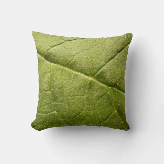 Organic Green Rhubarb Leaf Kussen (Voorkant)