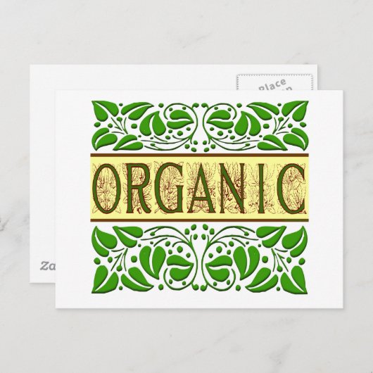 Organic Green Slogan Briefkaart (Voorkant / Achterkant)