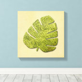 Organic Green Tropical Leaf Canvas Afdruk (Insitu (Houten vloer))