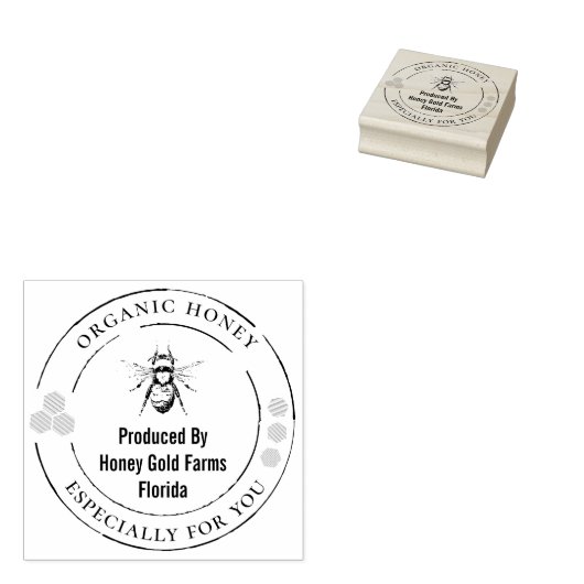Organic Honey Bee Official Seal Rubberstempel (Gestempeld)
