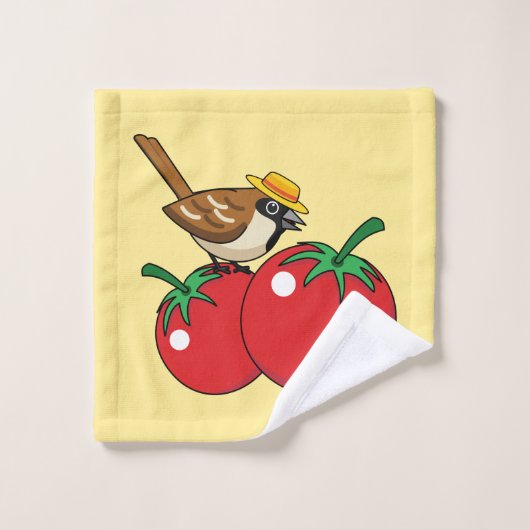 Organic lover Sparrow Eating Red Tomato (Gant de toilette)