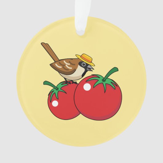 Organic lover Sparrow Eating Red Tomato (devant)