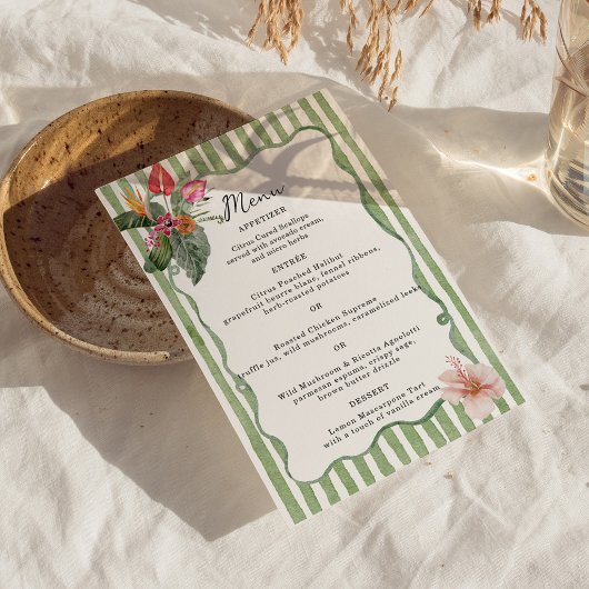 Organic Modern Tropical Menu Card Kaart