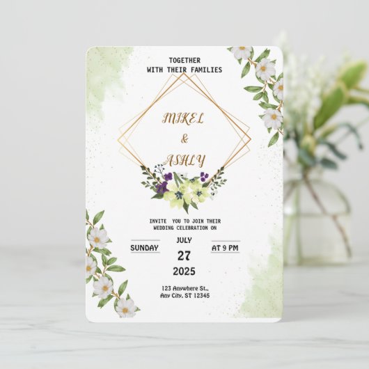 Organic Modern Wedding Invitation (Debout devant)
