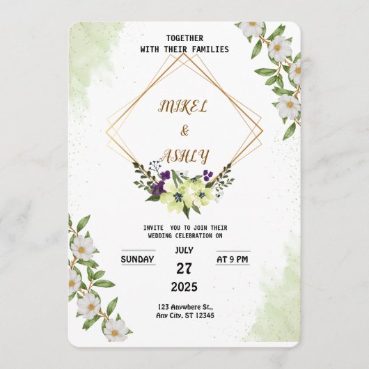 Organic Modern Wedding Invitation Kaart (Voorkant)