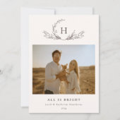 Organic Monogram Photo Holiday Kaart (Voorkant)