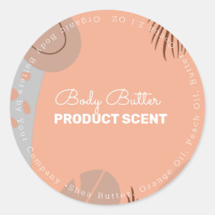 Organic Motif Leaf Body Butter Bath Soap Branding Ronde Sticker
