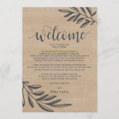 Organic Rustic Wedding Welcome and Itinerary Card Programma (Voorkant)