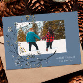 Organic Winter Natural Blue Merry-kerstfoto Feestdagenkaart