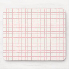 Organic Wobbly Check Grid Pattern Ballet Pink Muismat