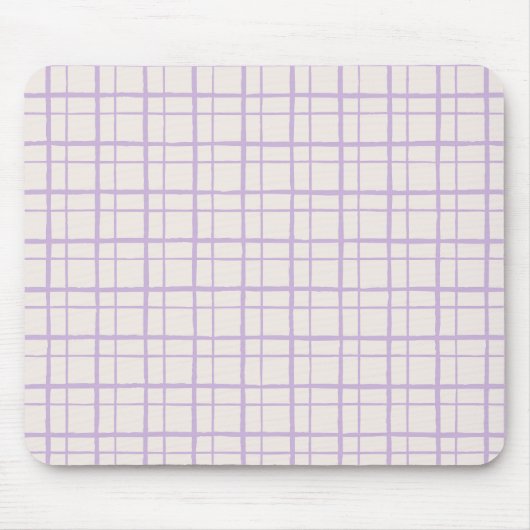 Organic Wobbly Check Grid Pattern Dusty Lilac Muismat (Voorkant)