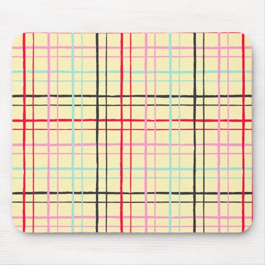 Organic Wobbly Check Grid Pattern Retro Pop Muismat (Voorkant)