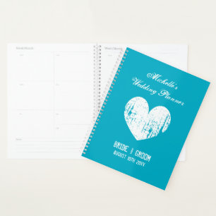 Organisateur de mariage à coeur vintage bleu azur
