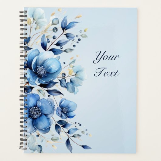 Organisateur de mariage à fleurs bleues aquarelle (Devant)